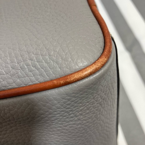 Authentic  Dooney & Bourke elephant gray pebbled leather barrel (Trudy) satchel - Picture 12 of 15